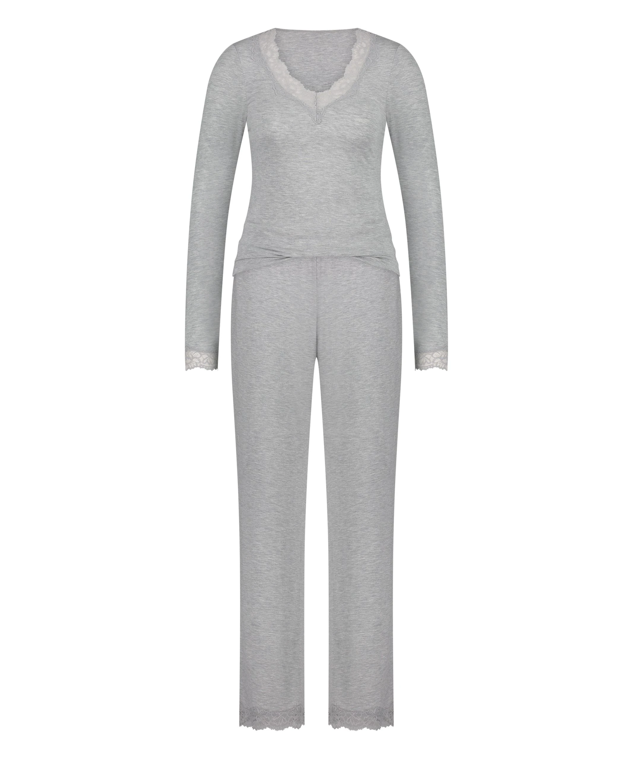 Langärmeliges Pyjama-Set Mit Spitze 4 Langärmeliges Pyjama-Set Mit Spitze – Bild 4