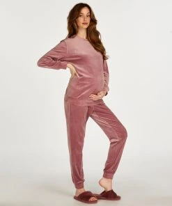 Schwangerschafts-Jogginghose Velours Pintuck
