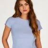 Kurzarm-Top, Rib V-Neck