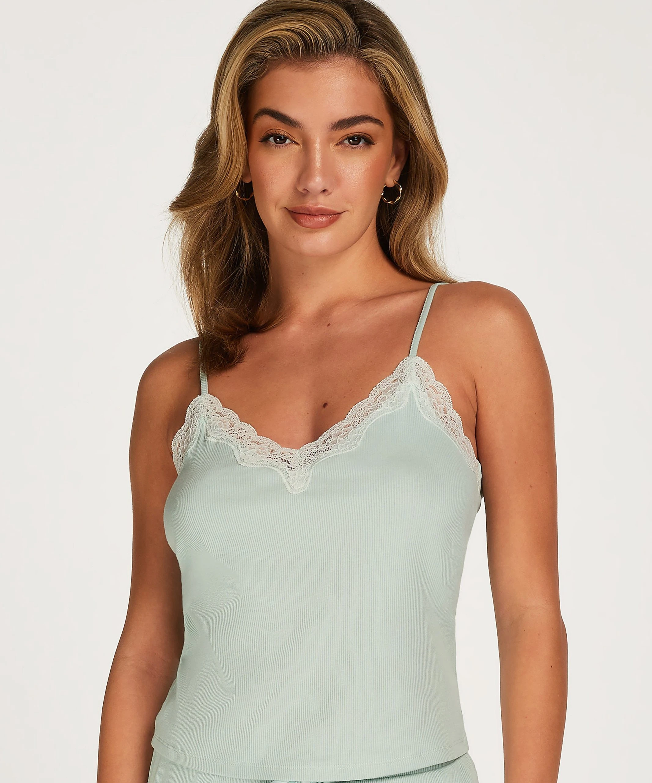 Top Cami Rib Lace Contrast 1 Top Cami Rib Lace Contrast