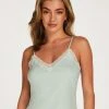Top Cami Rib Lace Contrast